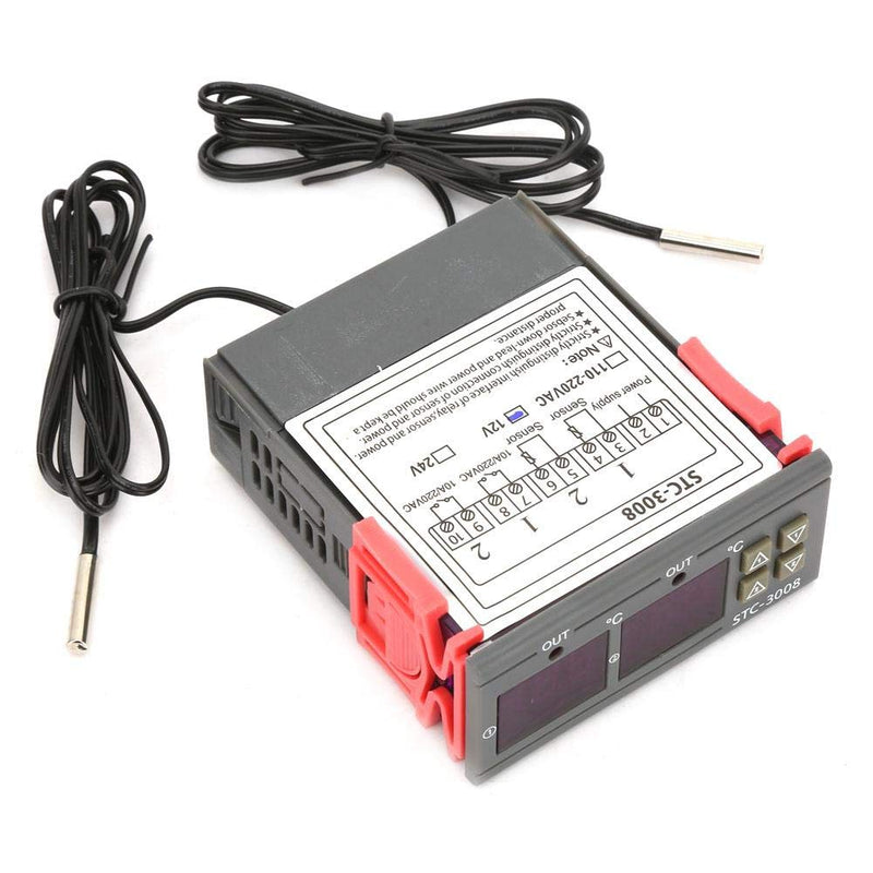 [Australia - AusPower] - Temperature Thermostat Controller, -3008 Digital Display Probe Sensor for Farm Various Refrigerator Greenhouse Aquarium(12V) 