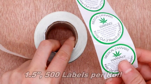 Hylabelest 38mm General Medical Cannabis Warning Labels Keep Out of Reach of Children Round Stickers