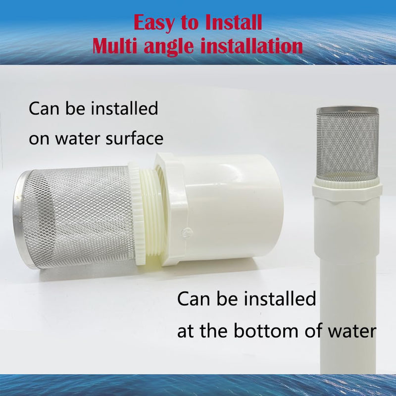 [Australia - AusPower] - DN40 inch Suction Strainers Stainless Steel Filter Cover Connected to 1.5" DN40 PVC Water Pipe Used to Remove Debris and Reduce Solid Entry，Koi Pond Filtration System. 1.5inch 