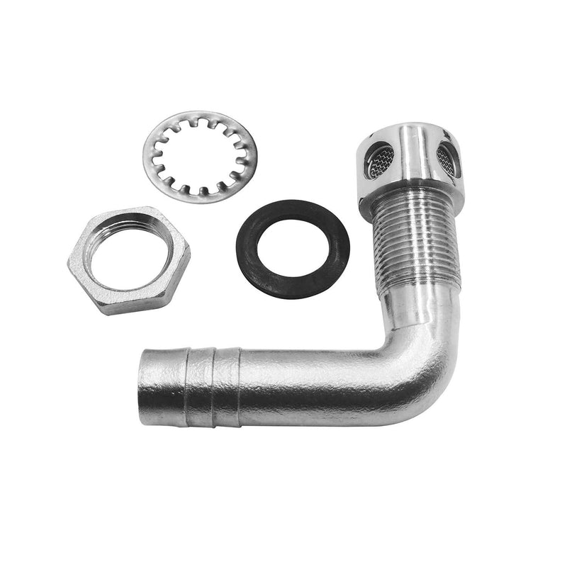 SHENGHUISS Boat GAS Fuel Tank Vent for 5/8 inch Hose, Stainless Steel 316 Marine 90 Degree Thru-Hull Fuel Gas Tank Vent with Mounting Gasket Hardware no Cap