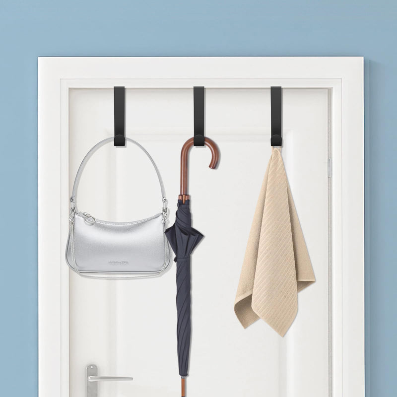 [Australia - AusPower] - 10pcs Over The Door Hooks - Sturdy & Stylish Organizer for 40lbs - Ideal for Bedroom Essentials, Towels & Clothes Hanger, Wreath Door Hanger - Black 