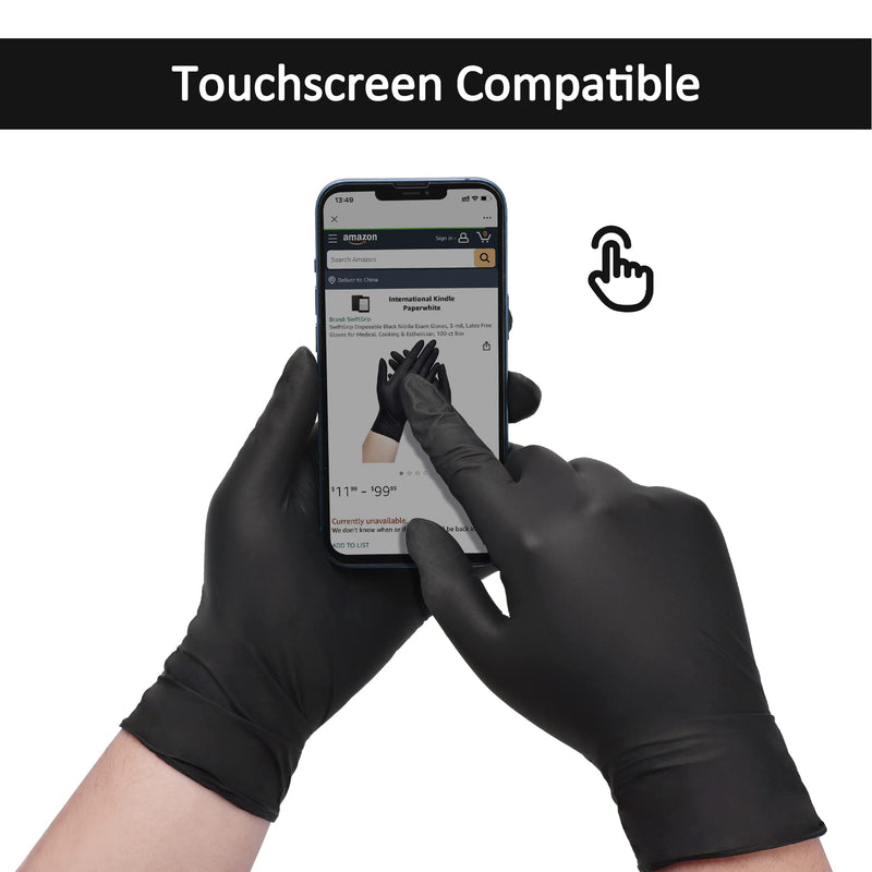 [Australia - AusPower] - Disposable Nitrile Exam Gloves, 3-mil, Black Nitrile Gloves Disposable Latex Free for Medical, Cooking & Esthetician, Food-Safe Rubber Gloves, Powder Free, Non-Sterile, 100-ct Box (Medium) Medium 