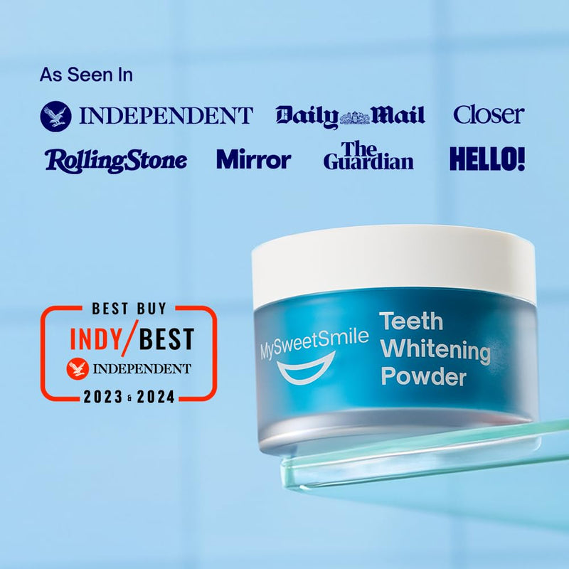 [Australia - AusPower] - MySweetSmile Teeth Whitening Powder - Dentist-Approved & Enamel-Safe | 6 Month Supply | Tea, Coffee, Wine & Smoking Stain Remover | Non-Sensitive Formula | Peroxide Free | Cool Mint Flavour 
