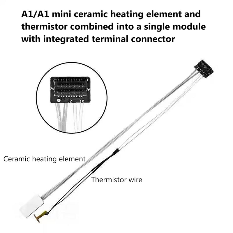 2PCS A1/A1 Mini Hotend Heating Assembly Kit with Heater Cartridge Thermistor 3D Printer Extruder Print Head Qucik Replacement Part for Bambu Lab A1/A1 Mini Support High Speed Printing 2PCS Heating Kit for A1/A1 mini