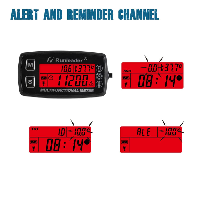 [Australia - AusPower] - Runleader Digital Speedometer, Engine Temperature Display with Official Universal Mount, Speed and TEMP Warning Toner, Backlit Display for Lawn Tractors Snowmobiles (HM035A-M5) 