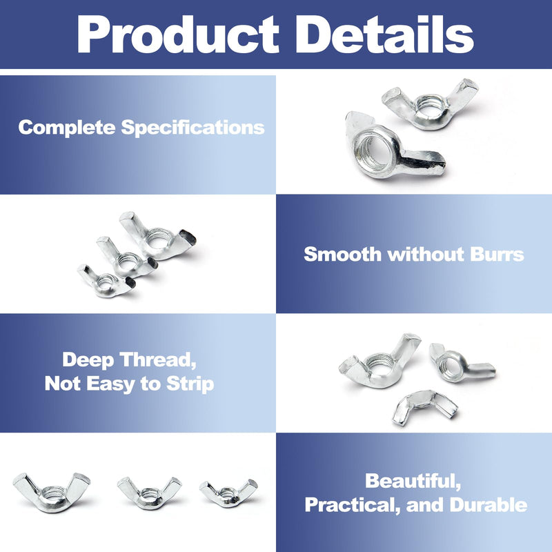[Australia - AusPower] - MroMax 45Pcs Wing Nuts Assorted Kit 1/4"-20, 5/16"-18, 3/8"-16 Standard SAE Steel Zinc Plated Butterfly Wing Nuts Fasteners Hand Twist Tighten Ear Wingnuts 