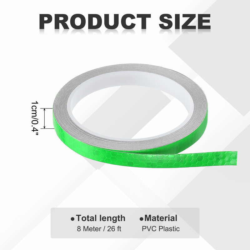MECCANIXITY Reflective Tape, 0.4 Inch x 26 ft Self-Adhesive Trailer Reflector Tape Waterproof Warning Safety Sticker High Visibility Night Reflectors, Green
