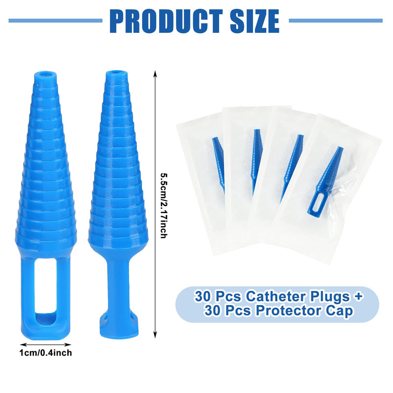 [Australia - AusPower] - 30 Sets Catheter Plugs Tube Tip Protector Cap Individually Package Catheter Adapter Catheter Supplies, Blue 