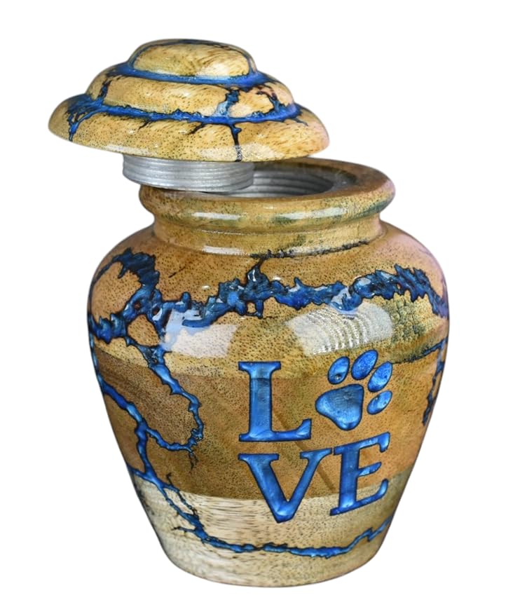 Cremation Urn for Pets Ashes Adult - Wooden and Resin Urns for Dog Ashes Box for Cats - Decorative Urns - Burial and Funeral Box (Small - 20 lbs) Small - 20 lbs