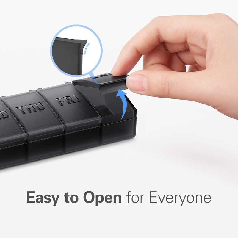 [Australia - AusPower] - Barhon Pill Organizer Large, Weekly Pill Organizer, Travel Pill Box Medicine Pill Organizer, 7 Day Pill Case for Big Vitamin Supplements Fish Oil Black 