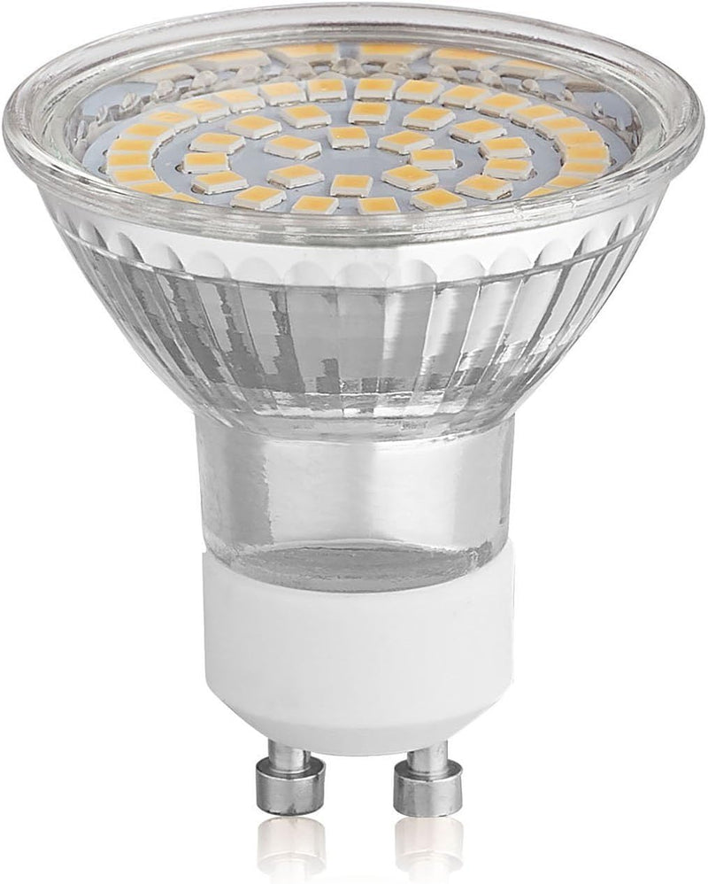 HCFEI LED GU10 Bulb, 3 W Lamp Spotlight 425 lm, No Flickering, AC 100-240 V, SMD LED Spotlight 120° Classic Glass, Replaces 50 W Halogen Bulbs (5 - Warm White 3000 K)