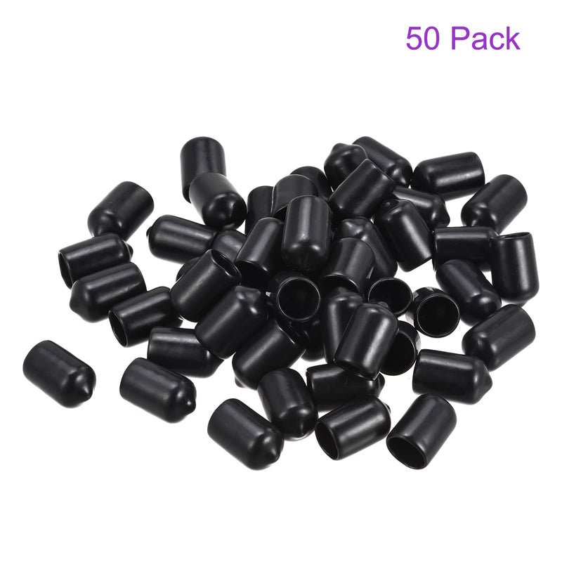 [Australia - AusPower] - DMiotech 50 Pack 3/8" ID Black Screw Thread Protectors Rubber End Caps Bolt Covers for Screw Bolt Furniture Pipe 3/8" 