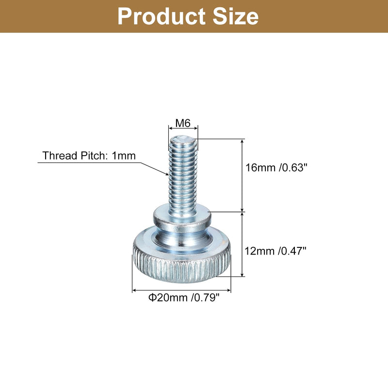[Australia - AusPower] - uxcell M6x16mm Knurled Thumb Screws,10pcs Carbon Steel Zinc Plated Flat Knurled Head Fully Threaded Thumb Screws Bolts Fastener 10 