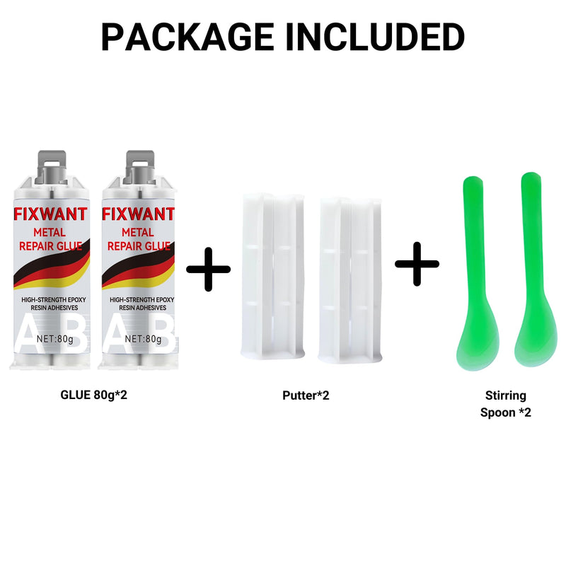 [Australia - AusPower] - Metal Repair Glue, High-Strength Epoxy Resin Adhesives, High-Temperature Heat Resistant for Metal, Plastics and Ceramics, Heavy Duty for Welding Steel, Aluminum, DIY Craft 2 Pack 80 Grams 