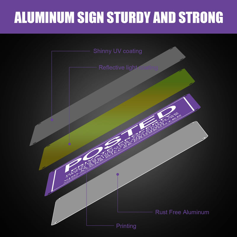 Tandefio 8 Pcs No Trespassing Signs Private Property-10x14 Inches Rust-Free Aluminum Signs-UV Printed, Reflective, Weatherproof for Outdoor,Indoor Use,Purple Purple 10 x 14 Inches Horizontal