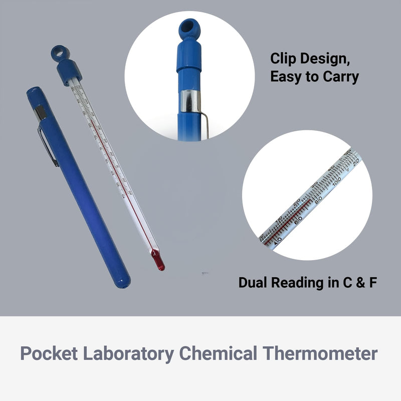 [Australia - AusPower] - LABO Pocket Laboratory Chemical Thermometer -40/+50°C or -40/+120°F, Duo Reading Liquid in Glass 