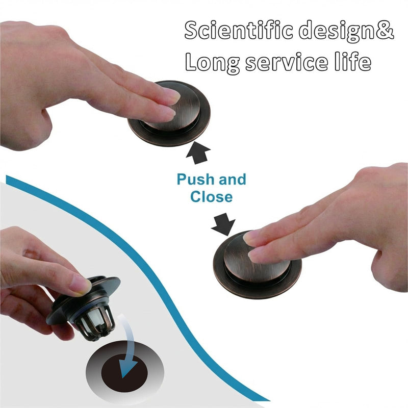 Oil Rubbed Bronze Pop Up Sink Stopper for Bathroom Sink, Welsan Universal Pop-Up Drain Stopper with Hair Catcher, Fits 1 1/8"-1 1/2" Drain Hole, 2 Pack Oil Rubbed Bronze-2