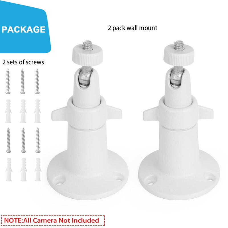 [Australia - AusPower] - 2 Pack Wall Mount Holder Compatible with SimpliSafe Outdoor Security Camera, 360°Rotation Security Bracket with 1/4 Screw Thread , Camera Not Included (White) 