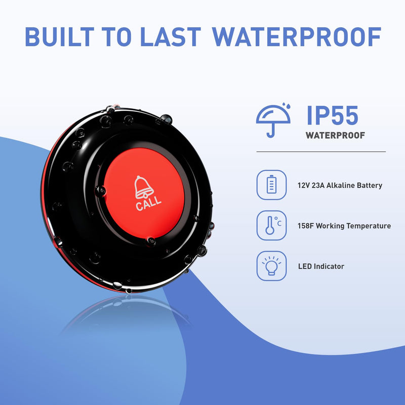 [Australia - AusPower] - CallToU Wireless Caregiver Pager Call Button Nurse Calling Alert System Call Bell Elderly Patient Disabled with 2 Transmitters 1 Plug-in Receiver 1 Battery Portable Receiver 2 Call Buttons & 2 Receivers 