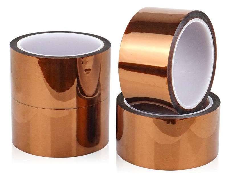 BOMEI PACK Polyimide Tape, 4 Pack High-Temperature Resistant Tape 2inch x 33m(108ft), No Residue Heat-Resistant Tape for Electric Task, 3D Printing, Soldering, Sublimation, Masking Sealer Machine