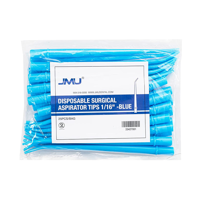 [Australia - AusPower] - JMU 100 Pcs Dental Surgical Aspirator Tips 1/16" Blue, Pack of 25, 4 Packs Blue-1/16" 