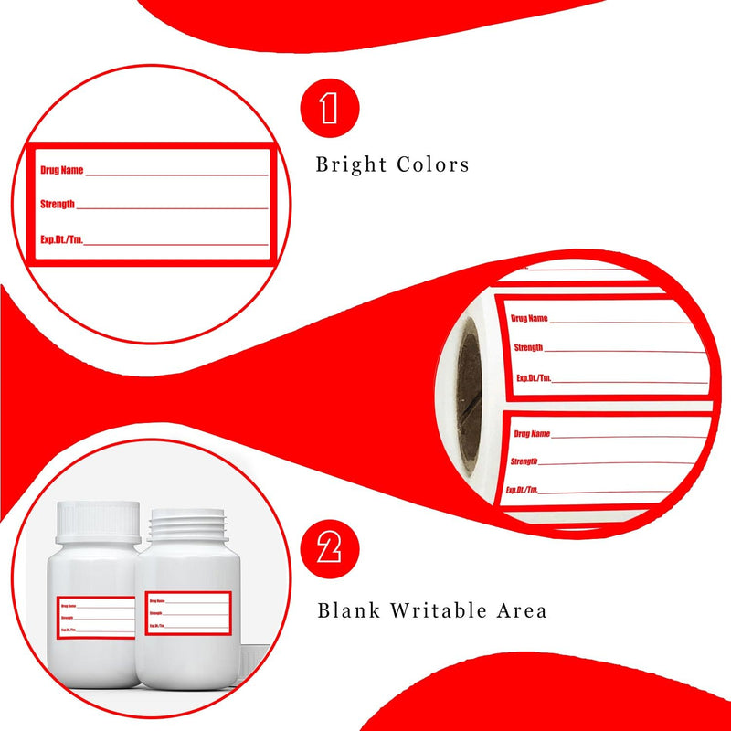 [Australia - AusPower] - 500Pcs Drug Name Label Stickers Medication Strength Stickers 1x2 Inch-Veterinary Instruction Labels Reminder Labels 1*2 