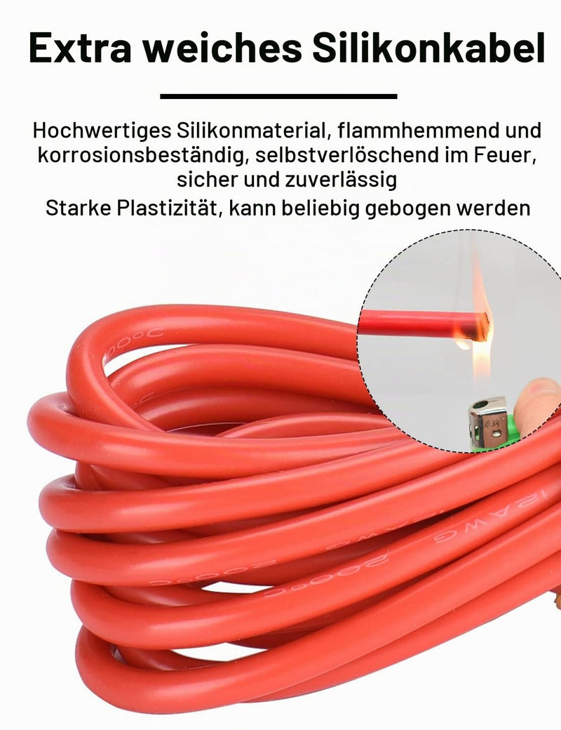 DIHOOL Battery Cable 50 mm2 M8 50 cm 0 AWG Silicone Cable Corrugated Pipe Cable Tube Soft and Flexible Heat Resistant 0AWG-50MM2