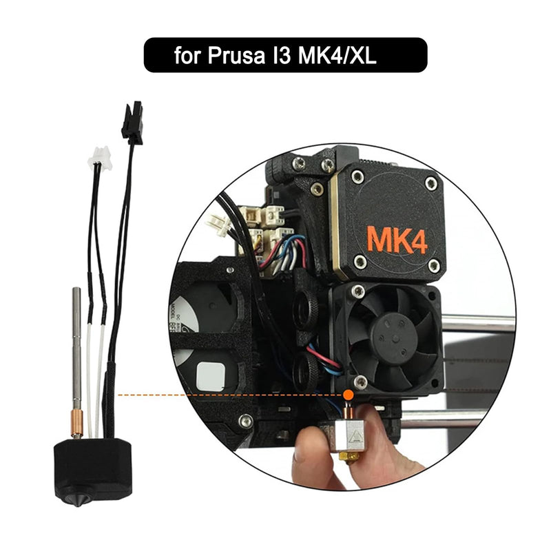 Hotend for Prusa I3 MK4/XL, 24V 40W Print Head Kit with Thermistor, Heater Cartridge, Heating Block, 0.4mm Nozzle and Silicone Cover Prusa I3 MK4 Hotend