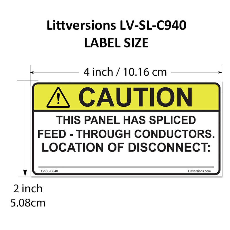 10 Pack 4"x 2" Solar NEC Complaint Caution This Panel Has Sliced Feed Through Conductors Location of Disconnect (Write Your own Location) Laminated Labels Sticker 10 Pack