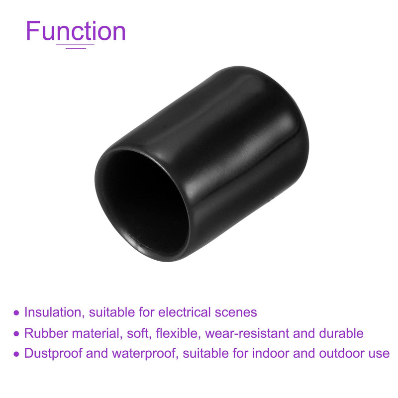 [Australia - AusPower] - DMiotech 50 Pack 1/2"(12mm) ID Black Screw Thread Protectors Rubber End Caps Bolt Covers for Screw Bolt Furniture Pipe 1/2" 