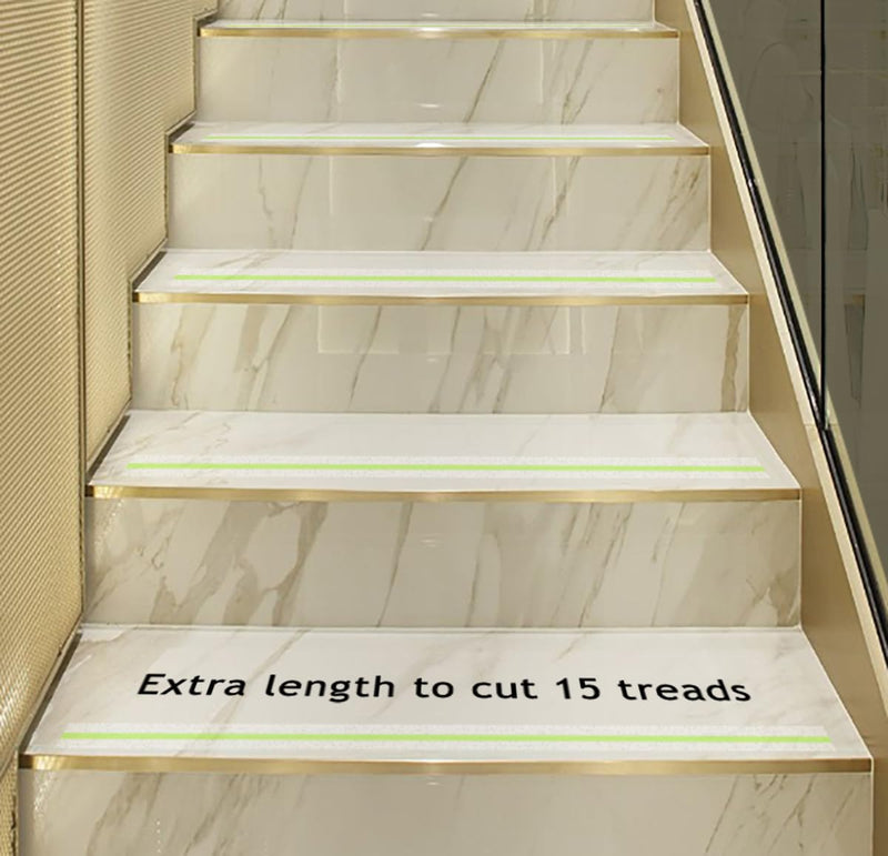 [Australia - AusPower] - Grip Tape Clear Glow in The Dark Anti Slip Tape Reflective Waterproof 4 in x30 Ft Indoor/Outdoor Stair treads Non Slip Skateboard Grip Tape Safety Friction Adhesive Shower Floor Grips Stickers 4in x 30ft clear with a line of glow 