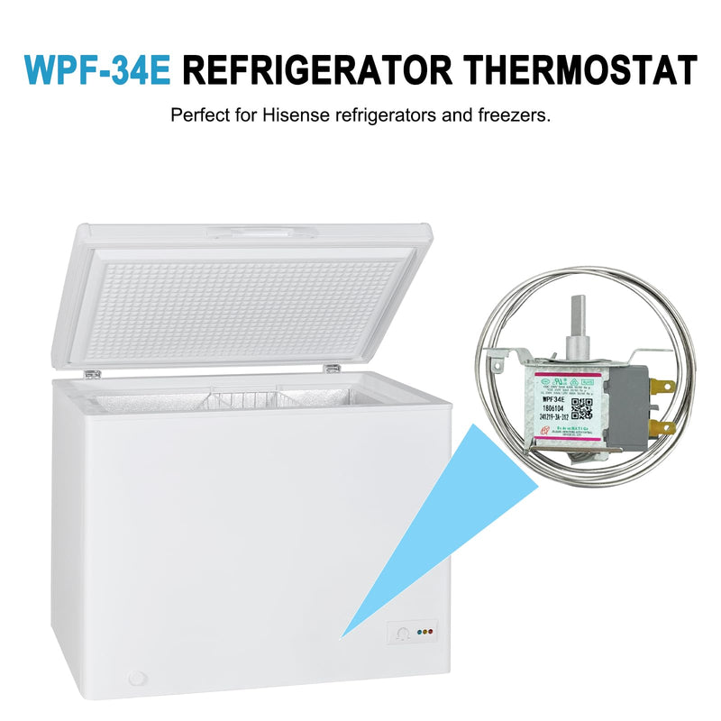 [Australia - AusPower] - WPF-34E Refrigerator Thermostat Compatible with Hisense – Universal Temperature Control for Freezers, 2-Pins Sensor Probe 
