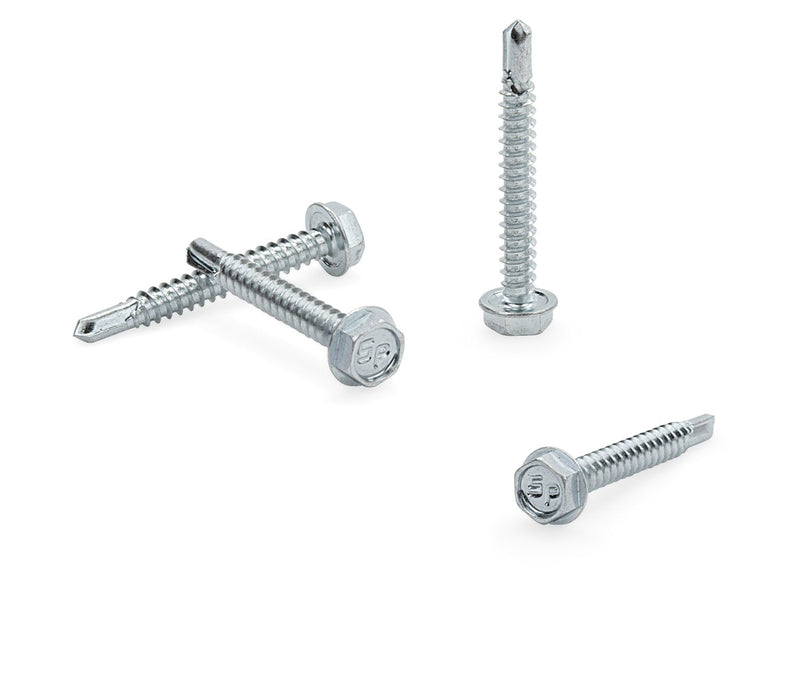 [Australia - AusPower] - #10 x 1-1/2'' Hex Washer Head Self-Drilling Tek Screw Zinc Plated Steel for Attaches Sheet Metal Steel or Steel to Metal - Box of 100 1-1/2" Long 