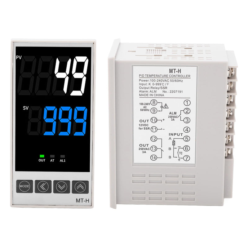 [Australia - AusPower] - PID Temperature Controller Kit, High Voltage 100ACV to 240ACV Digital Display Universal Thermostat with SSR Solid State Relay, Support K, J, E, N Thermocouple (48 X 96mm) 48 X 96mm 