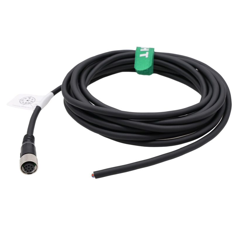 [Australia - AusPower] - M12 A Coded 8 Pin Female Aviation to Flying Leads Cable Shielded for Actuator Sensor Signal Industrial Controls Automation, Device Network DeviceNet, CANopen, IO Link, Profibus 2m 8 pin female to open 