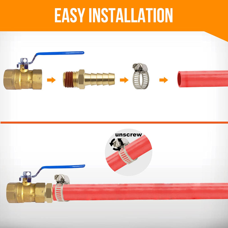 [Australia - AusPower] - SUNGATOR 12-Pack Air Hose Fittings, 3/8" Barb to 1/4" NPT Air Hose Repair Kit with Sealant, 3/8" Barb to 1/4" NPT Air Hose Barb Fitting, Brass Barbed Air Hose Repair Connector with 12 Pcs Hose Clamp 12-Pieces Set 