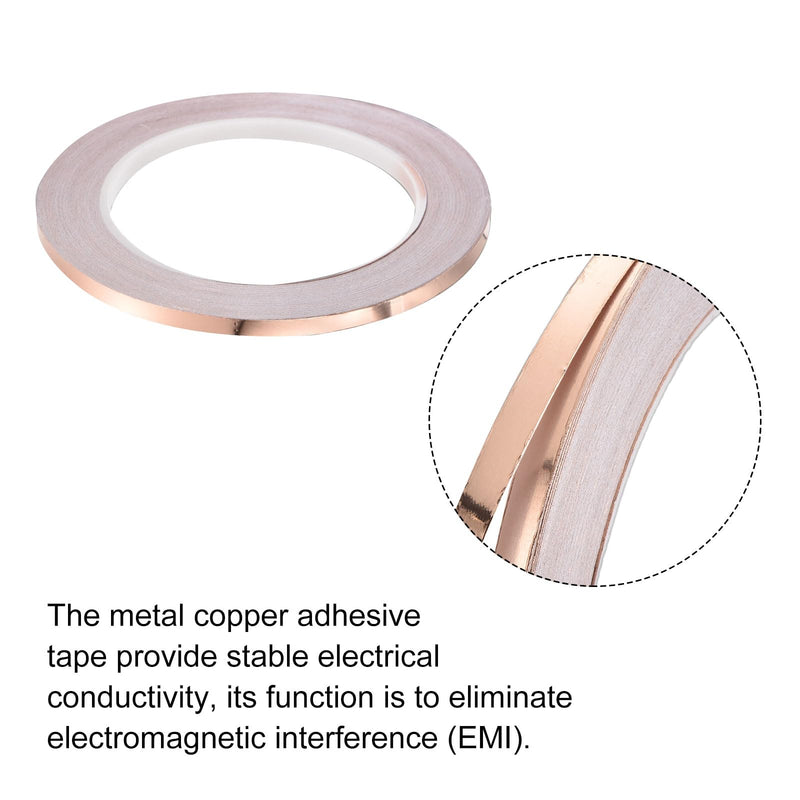 PATIKIL Copper Tape 0.2 Inch x 27 Yards 0.05 Thick Copper Foil Tape Single Sided Conductive Adhesive EMI Shielding for Electronics, Circuits, Grounding 0.2 Inch x 27 Yards x 0.05mm