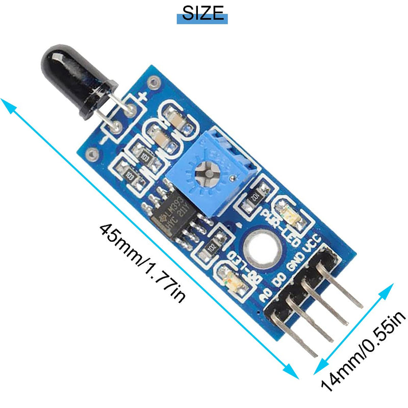 [Australia - AusPower] - Youmile 5pcs 3.3V-5V IR Infrared Flame Sensor Module 4 Pin Infrared Detection Module Detection Distance 80cm with DuPont Cable for Arduino 4 Wire 