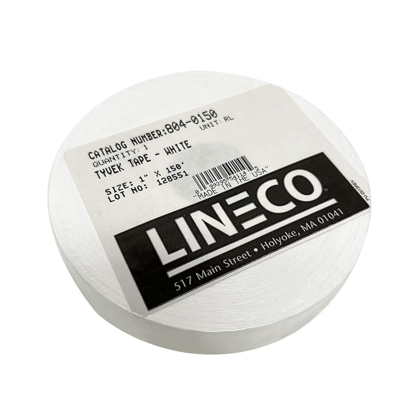 Lineco Pressure Sensitive Polyethylene Tyvek Tape, 1" x 150 ft, White, 1 Roll Average LIN-804-0150