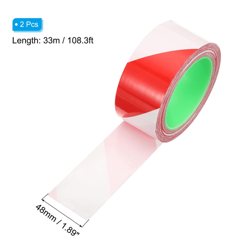 PATIKIL Safety Caution Tape 2 Inch x 108 Feet, 2 Pack Safety Warning Stripe Tape Floor Tape for Marking Floor Walls Stair, Red White