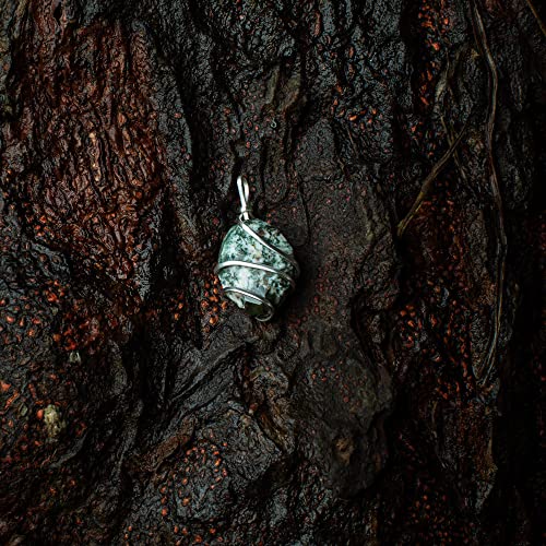 Ayana Wellness Tree Agate Necklace for Women, Healing Crystal Pendant
