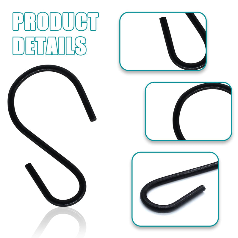 [Australia - AusPower] - 120pcs Mini S Hooks for Hanging Plants Clothes, Small S-Hooks Heavy Duty, Metal S Shaped Hooks, Black S-Shaped Hook, 1 Inch/26mm 120pcs 