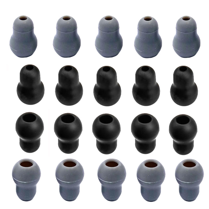 [Australia - AusPower] - 10 Pair Soft Silicone Earplugs Earbuds, Replacement Stethoscope Covers Earpieces Compatible with Littmann Stethoscope, 5 Pairs Grey and 5 Pairs Black 20 Grey+black 