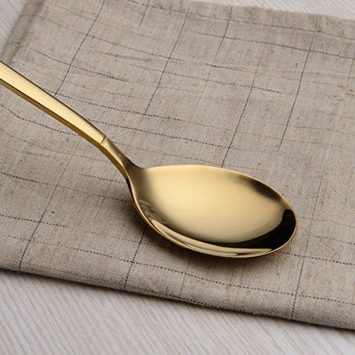 Berglander 20 Piece Titanium Gold Plated Stainless Steel Flatware Set, 20 Pieces Golden Silverware Set, Golden Cutlery Set, Service for 4 (shiny Gold) A. 20 Pieces Gold