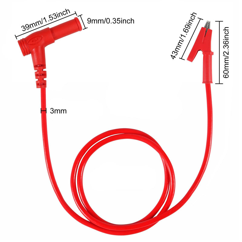 [Australia - AusPower] - 4PCS Multimeter Test Leads Right Angle Banana Plug to Alligator Clip Heavy Duty Silicone Wire for Electrical Testing 3 Feet/1m 2PCS 