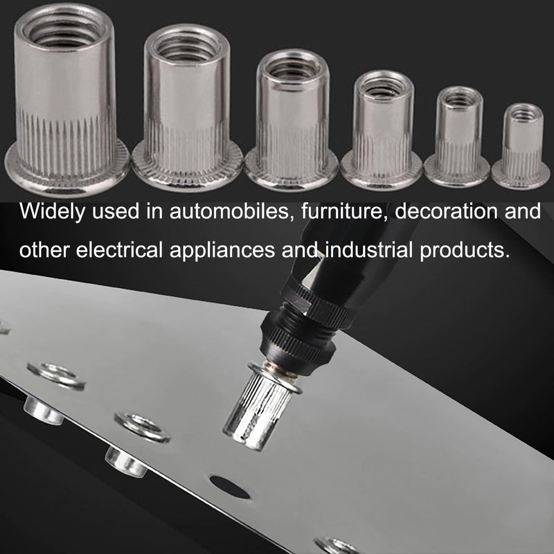 [Australia - AusPower] - Rivet Nut, HanTof 50 Pieces Metric M6 Stainless Steel Flat Head Rivnut Threaded Insert Nut, Knurled Body (M6-1.0), for Automotive Furniture Decoration Electrical and Industrial Products Stainless -Metric M6 
