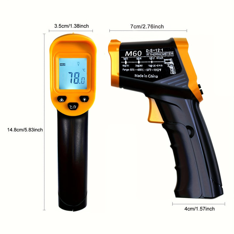 [Australia - AusPower] - Digital Infrared Thermometer Gun -58 to 1112 Degrees Fahrenheit Adjustable Emissivity&MAX&MIN Non Contact IR Thermometer Laser Temperature Gun for Cooking,Food,Pizza,Oven,Grill(not for Human) 