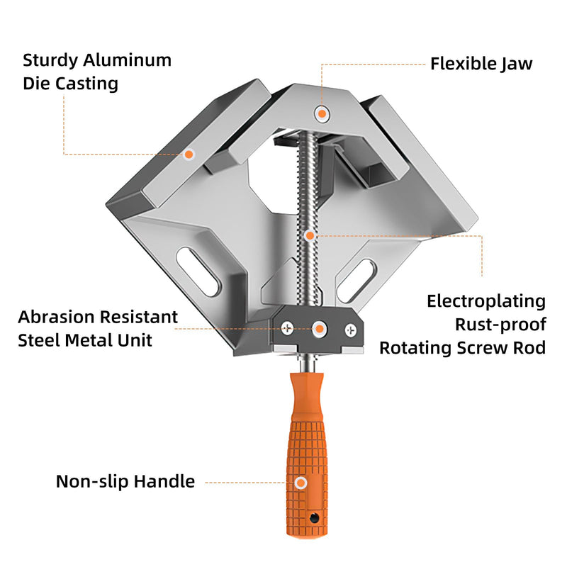 [Australia - AusPower] - Corner Clamp, 2pcs 90 Degree Right Angle Clamp with Adjustable Aluminum Alloy Swing Jaw, Single Handle Clamps for Woodworking Tools Photo Framing, Present for Men Dad 11.1 Inch Small 11inch-2pack 