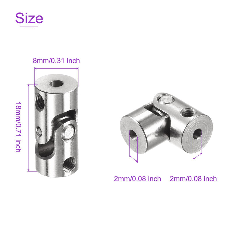 [Australia - AusPower] - DMiotech 5 Pack 2mm to 2mm Rotatable Universal Steering Shaft U Joint Coupler Coupler Connector for Motor, 3D Printer, CNC Machine 2mm-2mm 