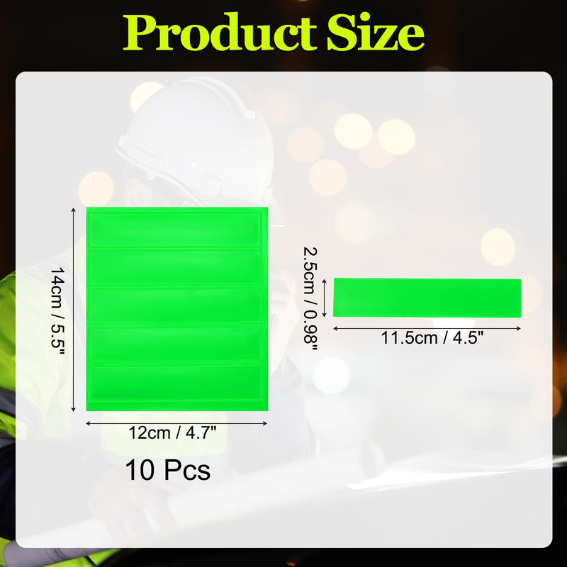 PATIKIL Hard Hat Reflective Stickers, (5 x 6 Inch, Grass Green) (10 Pcs), Retro Reflective Safety Tape Durable Adhesive Helmet Stickers, Suit for - Hard Hats/Helmets/Mailboxes
